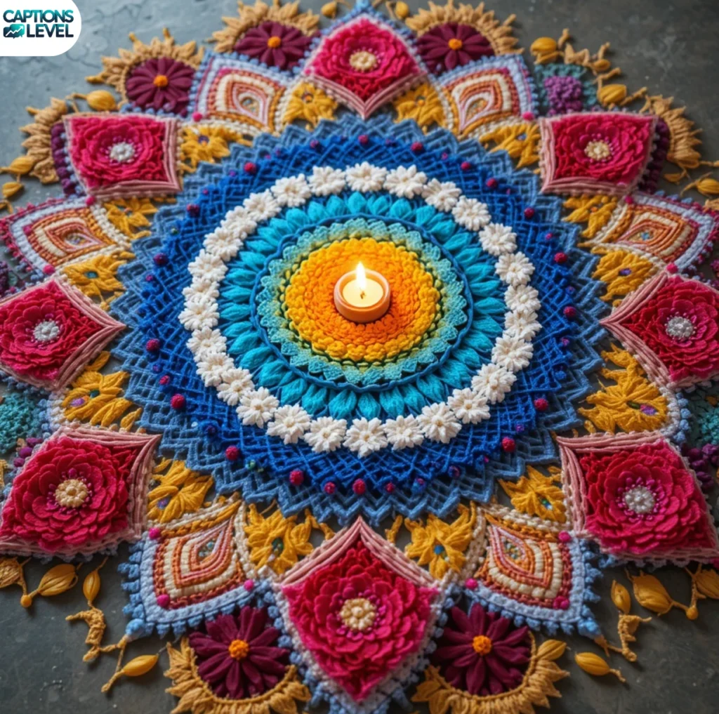 Aesthetic Captions for Colorful Rangoli Reels