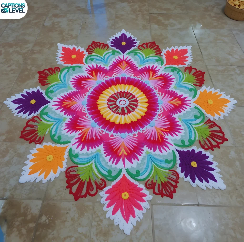 Cute Rangoli Captions for Girls