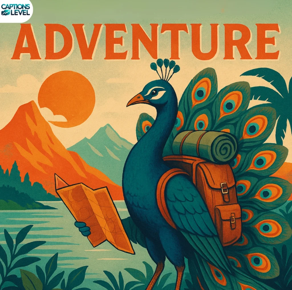 Peacock Captions for Travel and Adventure